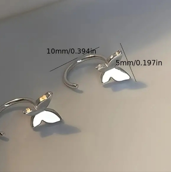 Mini Half Hoop Butterfly Hoops Zinc Alloy Sterling Plate - Picture 5 of 5